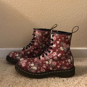 Red Floral Doc Martens 1460 Boots